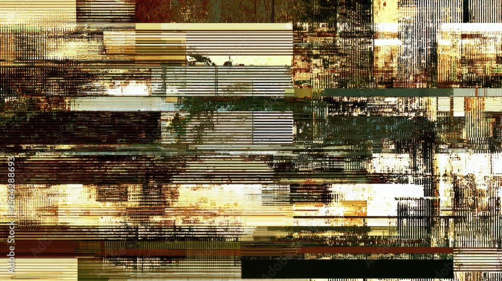 Aufkleber abstract digital art design with horizontal lines and distressed textures.