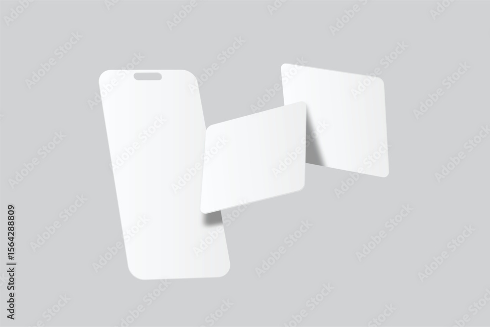 Wall mural mobile app screen and social media post mockup template design floating isolated on background. idea