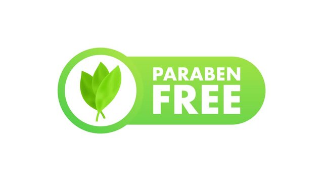 Paraben free icons with green leaves on white and blue background