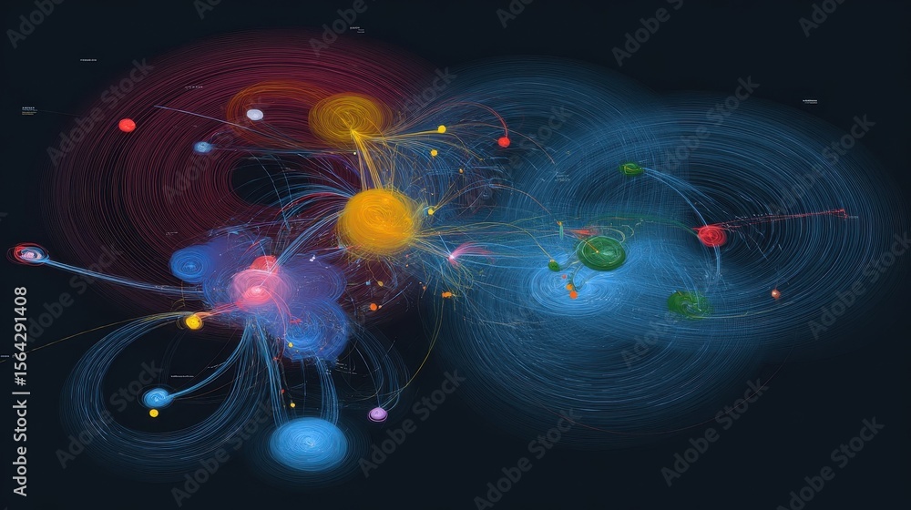 Aufkleber a network visualization of interconnected nodes.