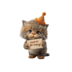Adorable Kitten with Birthday Message - Happy Birthday!