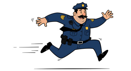 Cartoon Policeman Running: Law Enforcement in Action
