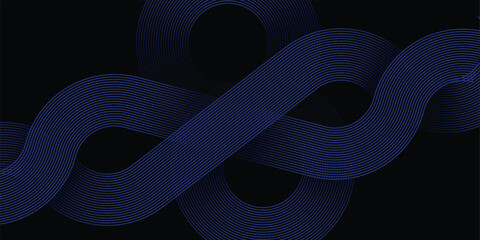 Modern dark blue abstract horizontal banner background with glowing geometric lines.Suitable for covers, brochures, presentations, flyers. vector.