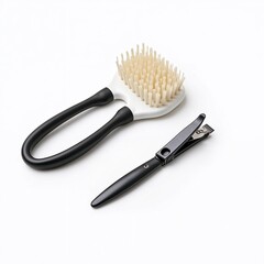 Pet grooming brush with nail clippers