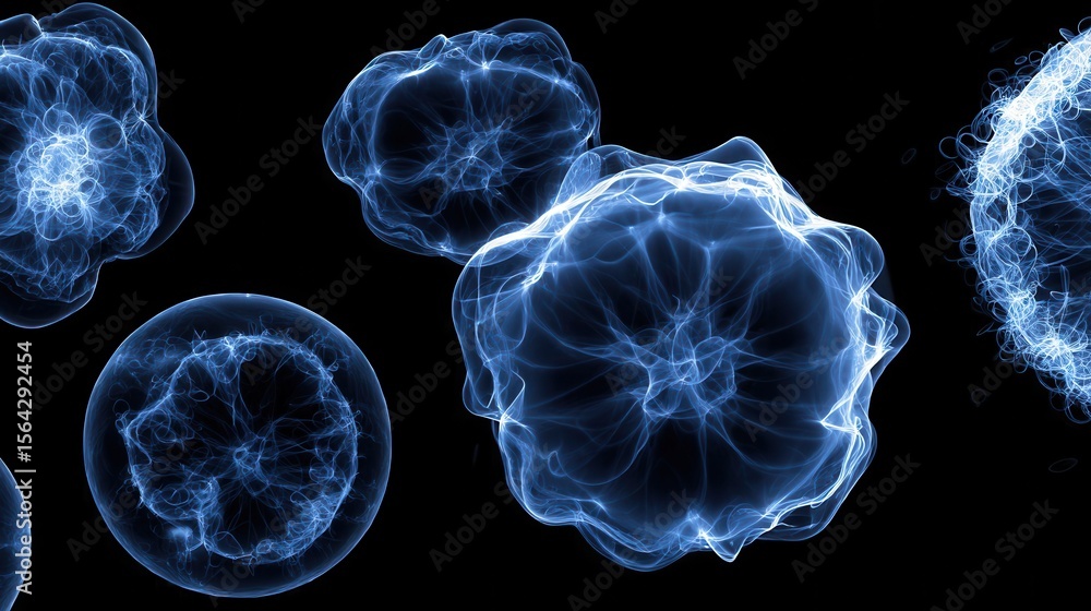Poster abstract representation of dynamic cellular forms.