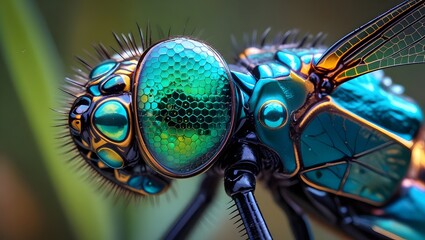 Dragonfly Compound Eye Macro with Iridescent Facets