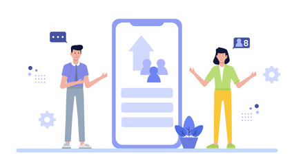 Two people showcase a user-friendly mobile app interface design. Suitable for technology blogs, marketing materials, and app development presentations.