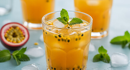 Passion Fruit Refreshment: Tropical Drink with Mint