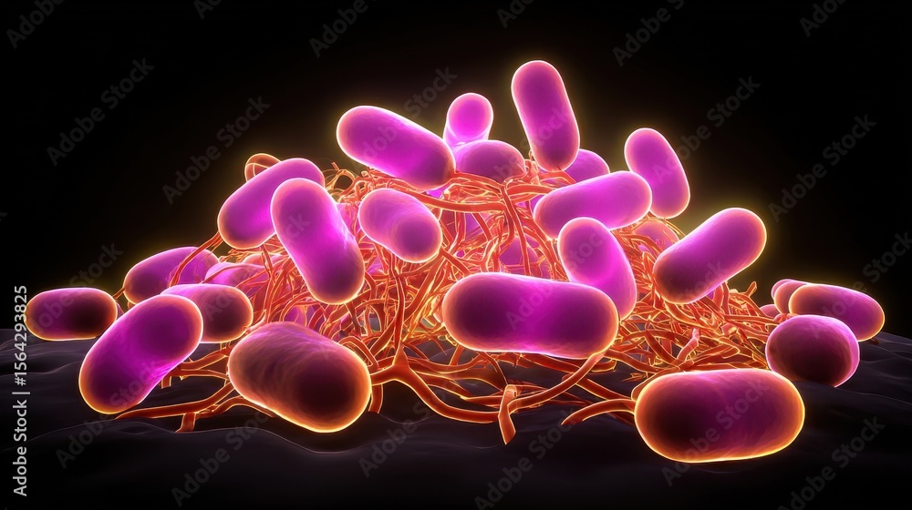 Poster close-up view of clustered bacteria.