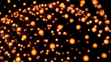 Abstract design of numerous small, glowing lights.