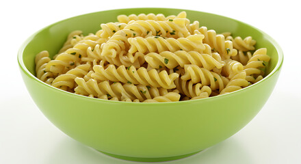 Fusilli Pasta in Green Bowl: Simple Meal