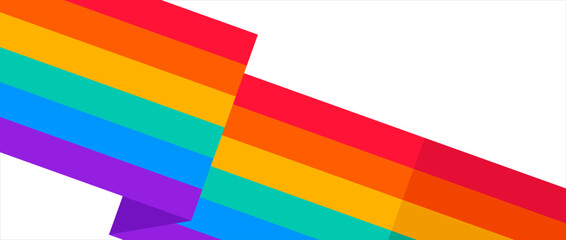 Rainbow wavy ribbon design element. LGBTQ Pride month flag. Rainbow color wave background template shape for banner, poster, flyer, brochure, booklet, cover. Vector illustration backdrop