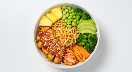 Vibrant Chicken Poke Bowl with Fresh Ingredients