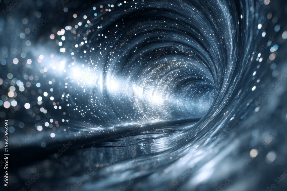 Poster futuristic tunnel with sparkling lights creating an abstract sci-fi atmosphere