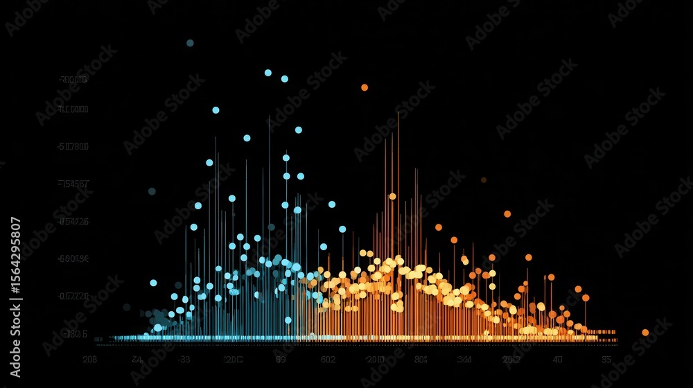 Poster data visualization of two datasets with color-coded points and vertical lines.