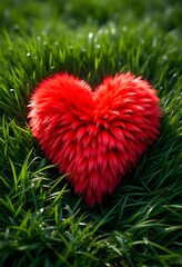  Vibrant Red Hearts Nestled in Lush Green Grass