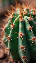 Obraz premium Close-up of weathered African cactus, spines, texture , plant, natural, macro