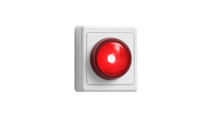 Emergency red alert light with square white base isolated on a transparent background.
