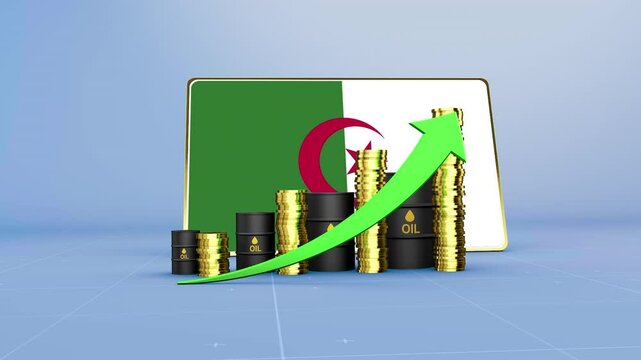 Algeria Oil Revenue Growth 3D Economic Infographic for Energy Sector