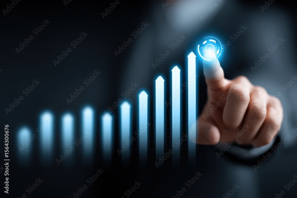 Poster Digital Business Growth Graph Icon Innovation Technology Data Analytics Future Progress Concept Image