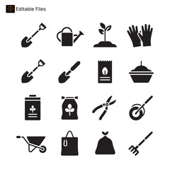 Collection of Green Sustainability and Plant Growth Icons for Environmental Care
