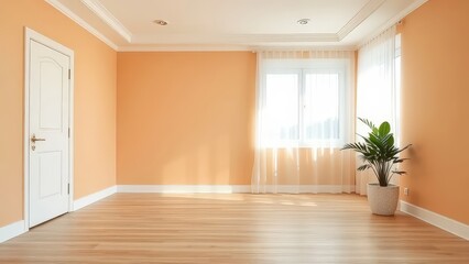 Fototapeta premium Interior shot of an empty room with light wood flooring