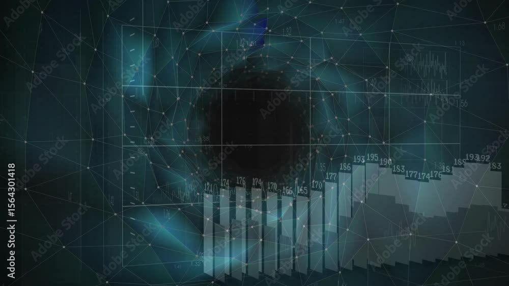 Poster void initiating grid expanding with sliding bars growing then shrinking to visualize data vortex