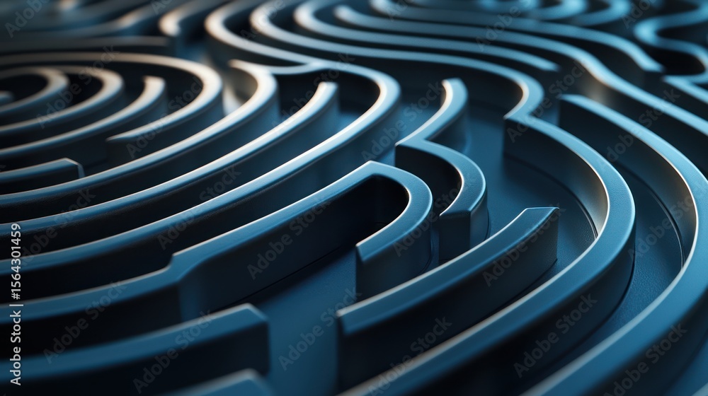 Poster abstract 3d fingerprint maze pattern