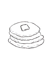 Butter pancake hand drawing in white background