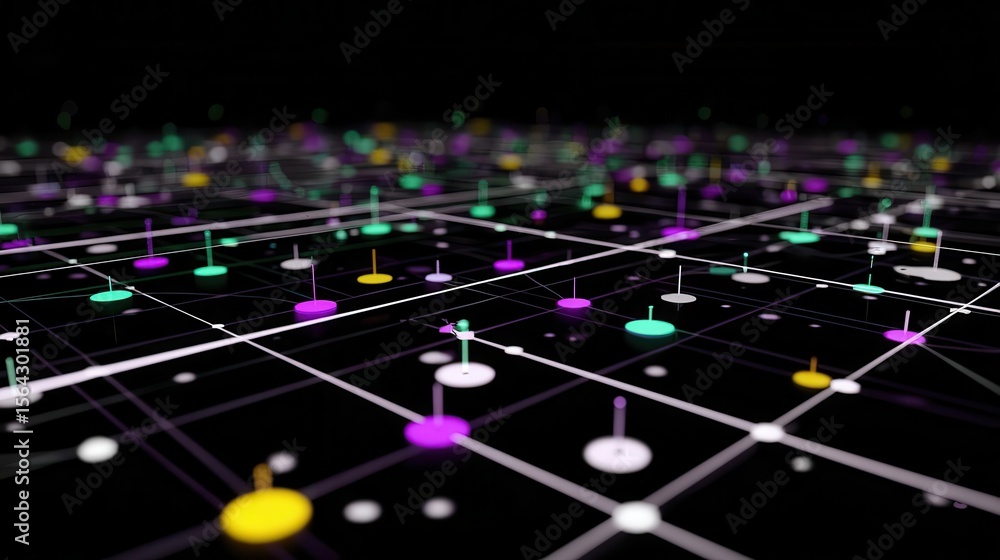 Poster abstract network of interconnected data points.