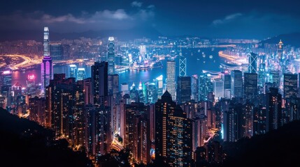 Fototapeta premium Hong Kong city skyline at night
