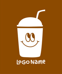 Coffee cup logo vector icon. Branding. Brown