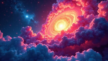 Celestial Vortex A Dreamlike Tapestry of Swirling Cosmic Energy and Vibrant Cloudscape