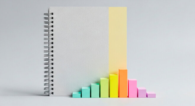 Notebook and Colorful Bar Graph Demonstrating Growth

