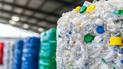 Obraz premium A close-up of compact, baled recycled materials ready for transport, demonstrating the efficiency of waste processing for remanufacturing