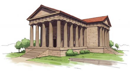 Fototapeta premium Ancient temple illustration