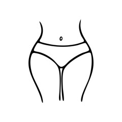 Minimal line art of woman body silhouette in underwear