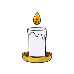 Burning candle with warm flame illustration