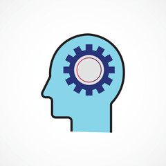 Gear Head icon – AI-Driven Mechanical Intelligence Concept, Vector illustration