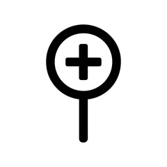 Magnifier icon with plus and minus signs representing zoom in  with transparent background
