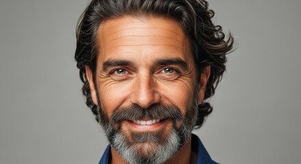 Portrait of a Confident, Smiling Middle-Aged Man with Beard
