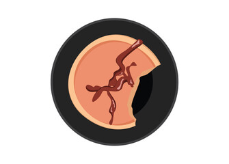 Bitten pancake. Simple flat illustration