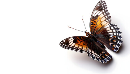 Close-up of a Butterfly Isolated on White Background &ndash; Detailed Wings, Minimalist Nature Concept, Ideal for Print, Design, and Educational Use