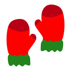 Christmas collection of seasonal elements with christmas gloves items. Vector illustration