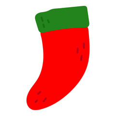 Christmas collection of seasonal elements with christmas sock items. Vector illustration