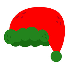 Christmas collection of seasonal elements with christmas hat items. Vector illustration