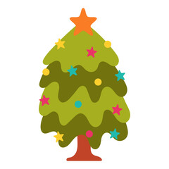 Christmas collection of seasonal elements with christmas tree items. Vector illustration