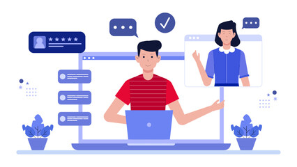 Online meeting smiling team receive positive feedback. Suitable for website banners, business presentations, social media posts, and virtual meeting concepts.