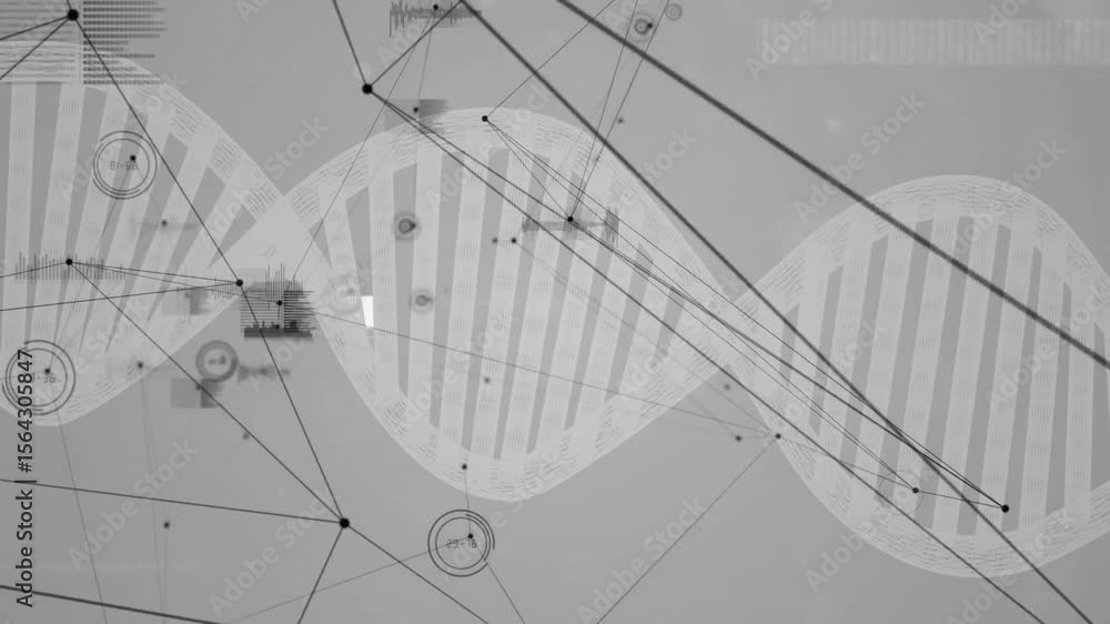 Poster intro showing white dna helix rotating rightward revealing countdown indicator mapping genetic data