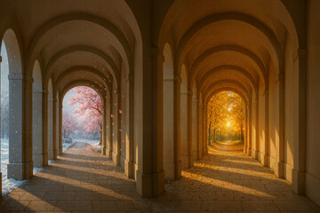 Fototapeta premium Corridor of Glowing Arches